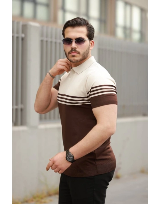 Erkek Yakalı Parça Renk Kısa Kollu Tshirt