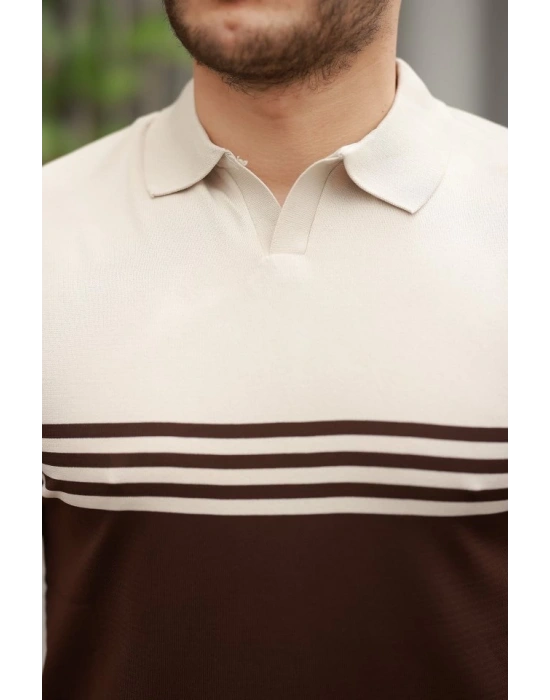 Erkek Yakalı Parça Renk Kısa Kollu Tshirt