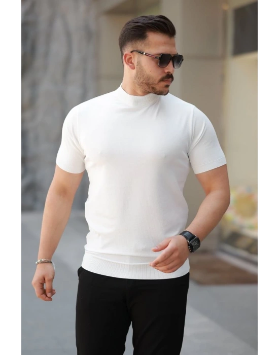 Erkek Yarım Balıkçı Yaka Kısa Kollu Tişört