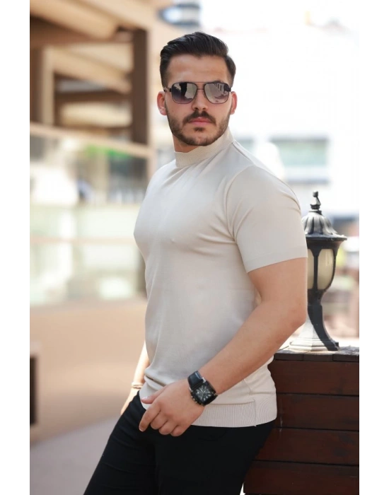 Erkek Yarım Balıkçı Yaka Kısa Kollu Tişört