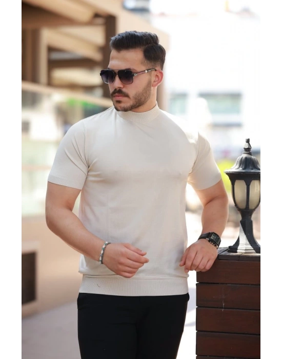 Erkek Yarım Balıkçı Yaka Kısa Kollu Tişört