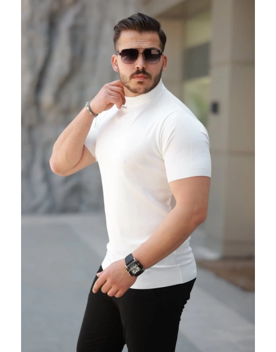 Erkek Yarım Balıkçı Yaka Kısa Kollu Tişört