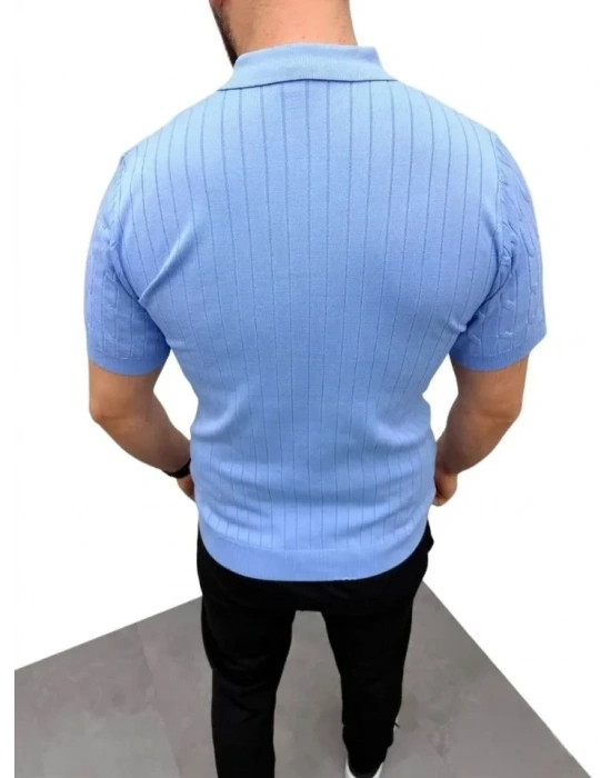 Erkek Yazlık Triko aç Örgü Tişört Kısa Kol Polo Yaka Fermuarlı Thirt  Bebe avisi