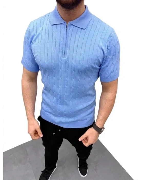 Erkek Yazlık Triko aç Örgü Tişört Kısa Kol Polo Yaka Fermuarlı Thirt  Bebe avisi