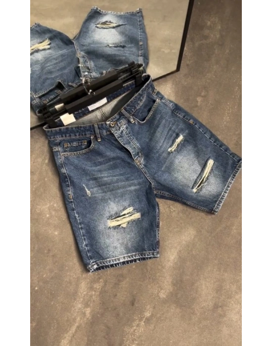 Erkek Yırtık Detaylı Kot Şort