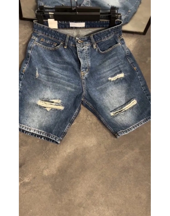 Erkek Yırtık Detaylı Kot Şort