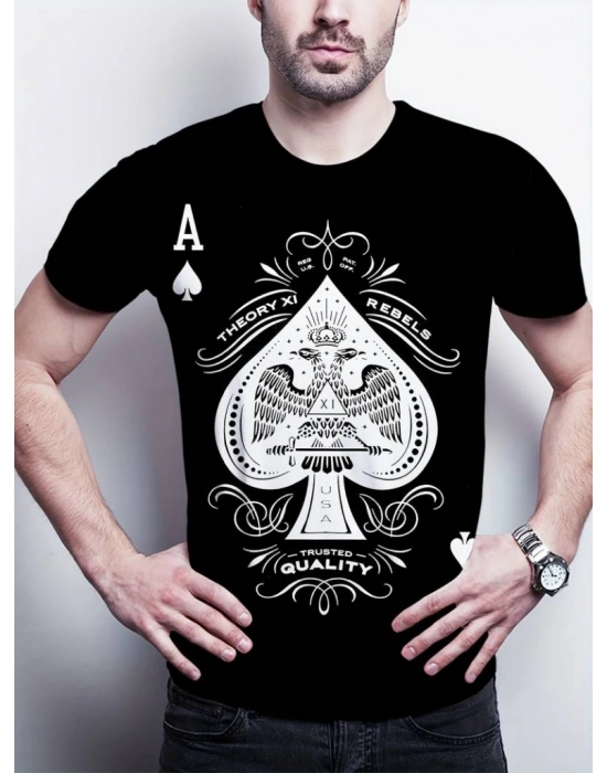 Erkekkısa Kollu Yuvarlak Yaka Desenli Viskon Tshirt