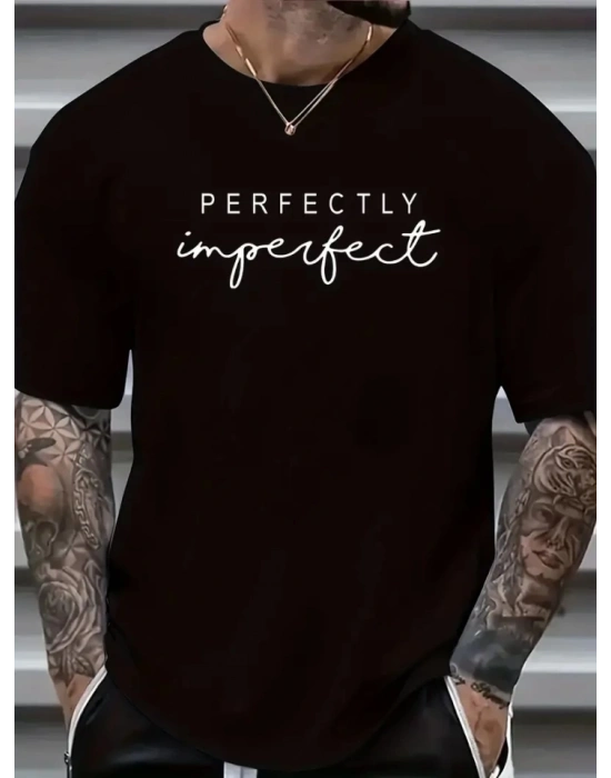 Erkekler Için PERFECTY Günlük Tişört   iyah