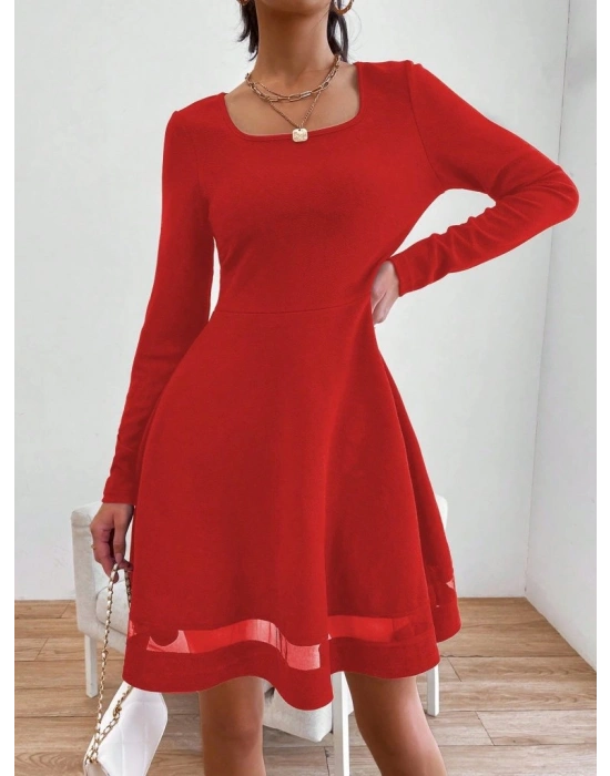 Etek Tül Detay Krep Elbise