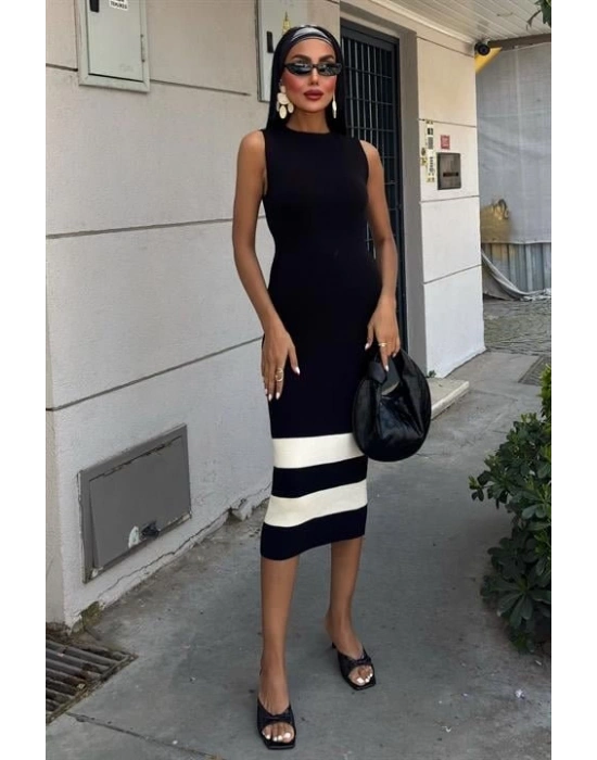 Etek Ucu Şerit Detaylı Triko Elbise 2831