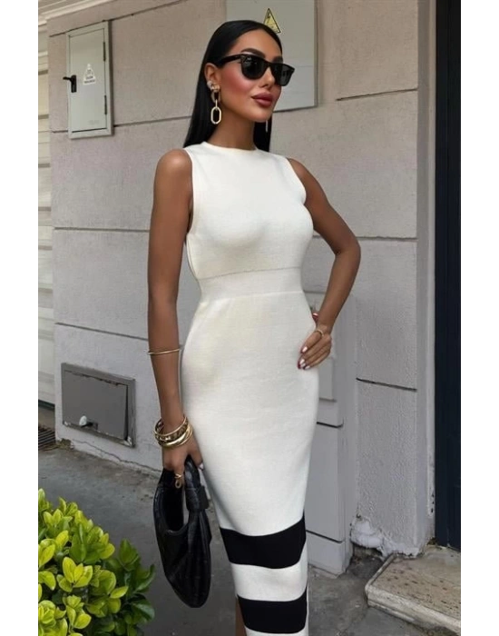 Etek Ucu Şerit Detaylı Triko Elbise 2831