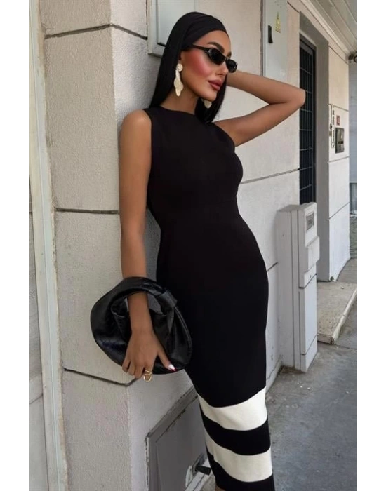 Etek Ucu Şerit Detaylı Triko Elbise 2831