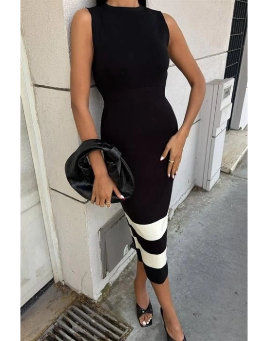 Etek Ucu Şerit Detaylı Triko Elbise 2831