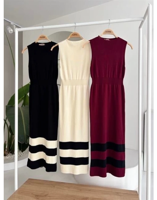 Etek Ucu Şerit Detaylı Triko Elbise 2831