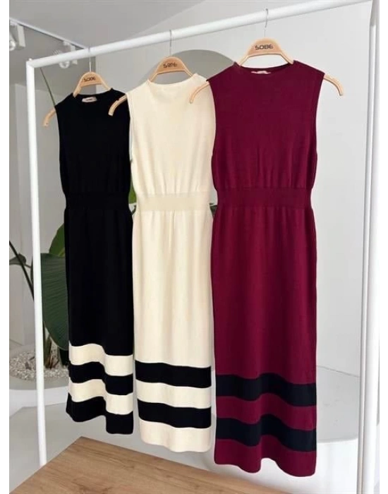 Etek Ucu Şerit Detaylı Triko Elbise 2831