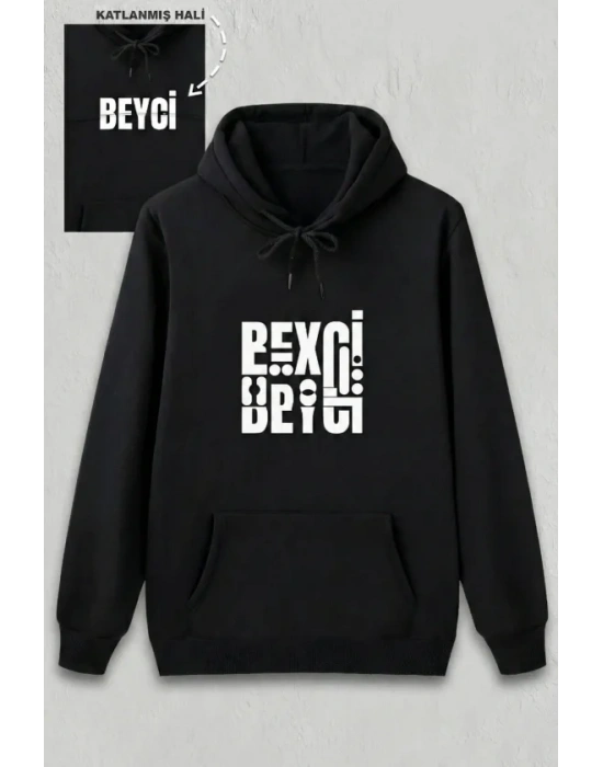 evgililer Günü Beyci Hediye Baskılı Oversize Kapüşonlu weatshirt  iyah