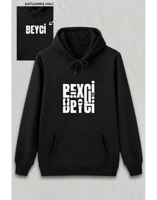 evgililer Günü Özel Kapüşonlu Beyci Baskılı Oversize weatshirt  iyah