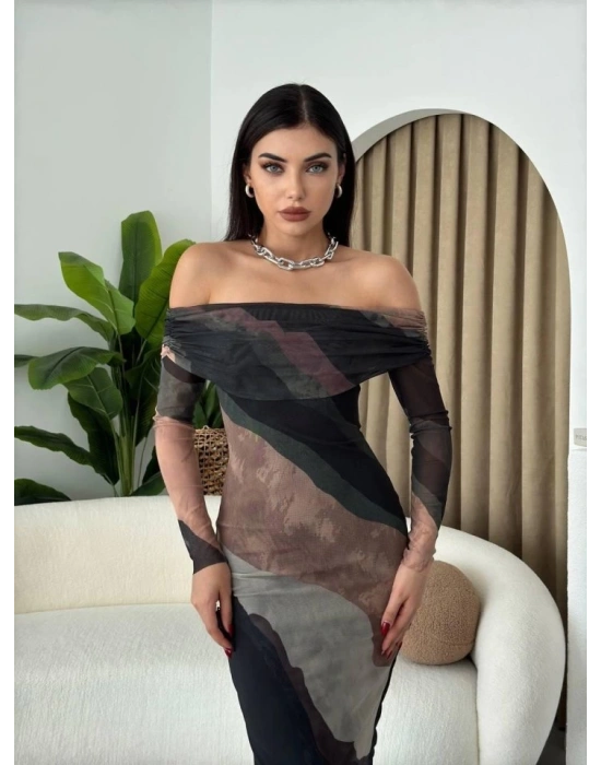 evilla adonna Yaka Tül Elbise