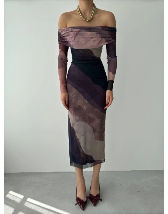 evilla Madonna Yaka Tül Elbise