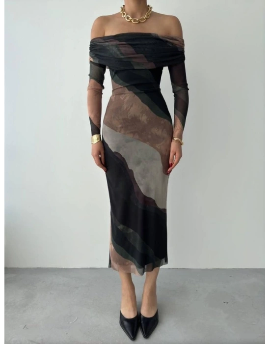 evilla adonna Yaka Tül Elbise