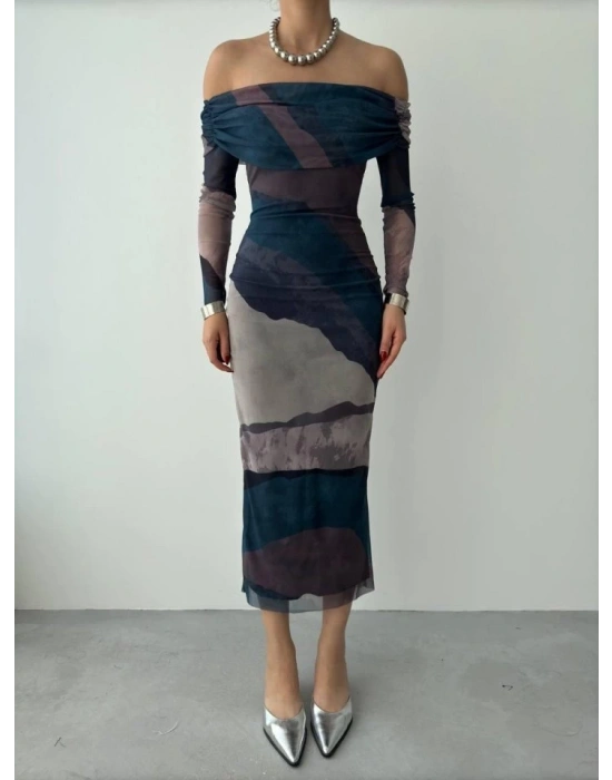 evilla adonna Yaka Tül Elbise