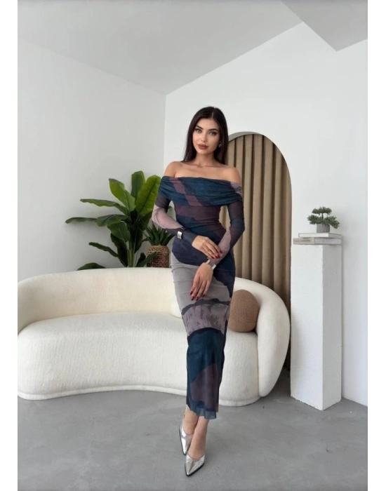 evilla adonna Yaka Tül Elbise