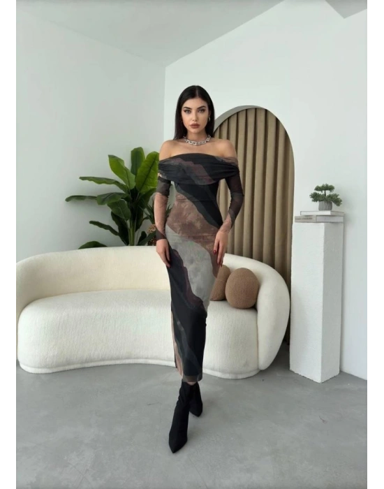 evilla adonna Yaka Tül Elbise