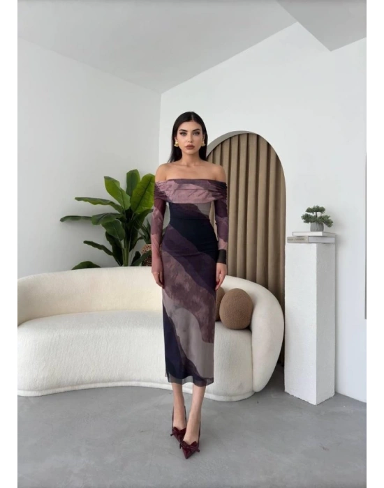 evilla Madonna Yaka Tül Elbise