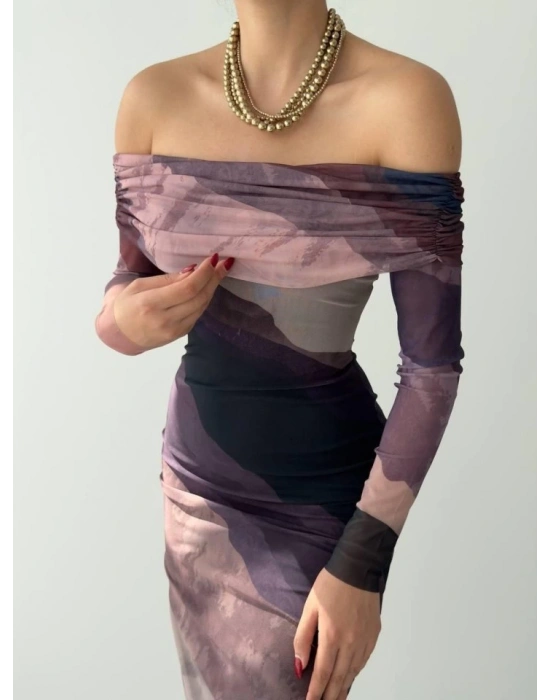 evilla Madonna Yaka Tül Elbise