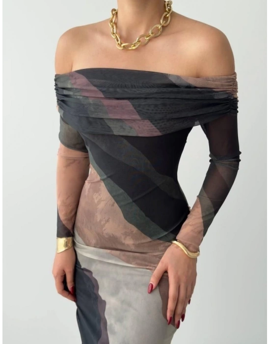 evilla adonna Yaka Tül Elbise