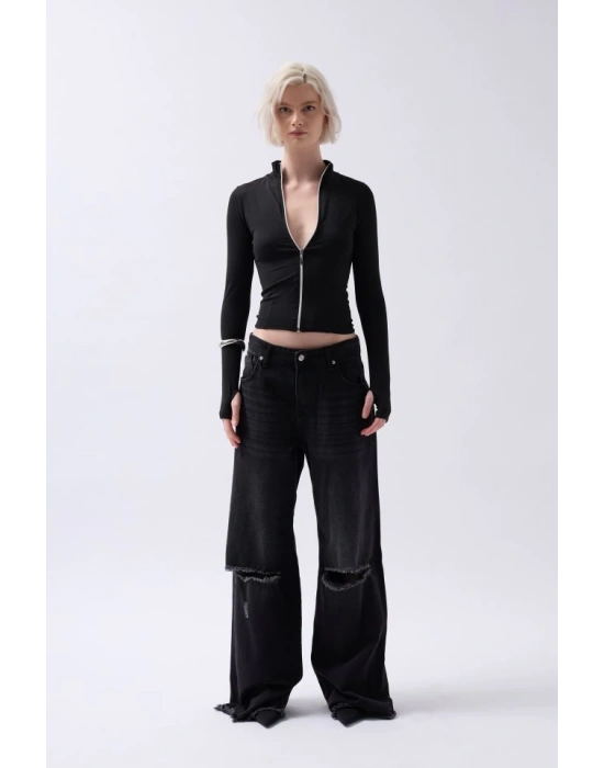 Fermuar Detaylı Bluz