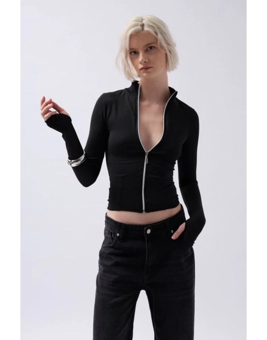 Fermuar Detaylı Bluz