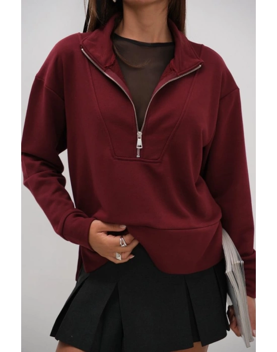 Fermuar Ve Dikiş Detaylı weatshirt