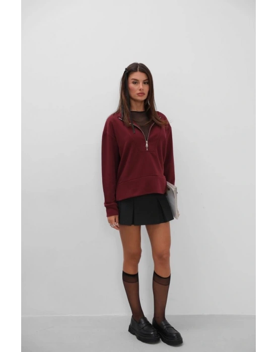 Fermuar Ve Dikiş Detaylı weatshirt