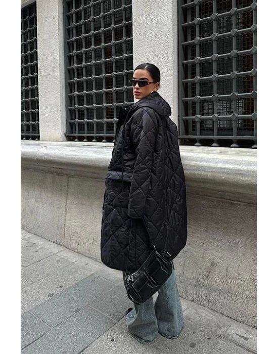 Fermuar Ve Kapşonlu Uzun Kapitone ont 7062