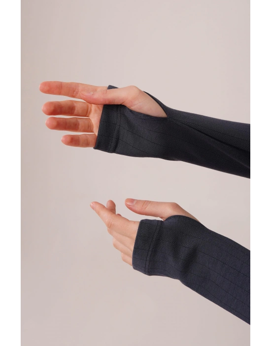 Fitilli Bluz Ve Pantolon Antrasit İkili Takım