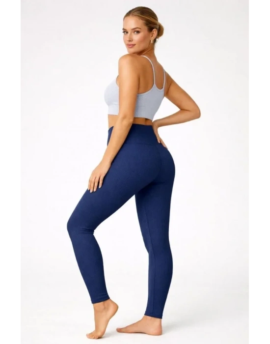 Fitilli Full ikralı Yüksek Bel Toparlayıcı Tayt Günlük Ve por Kullanım  acivert