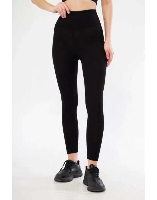 Fitilli Full Likralı Yüksek Bel Toparlayıcı Tayt Günlük Ve por Kullanım  iyah