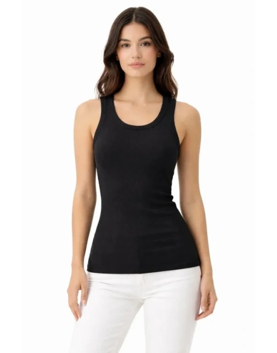 Fitilli ikralı Kaşkorse Atlet Vücuda Oturan Basic Şıklık  iyah