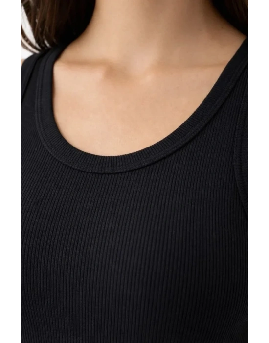 Fitilli ikralı Kaşkorse Atlet Vücuda Oturan Basic Şıklık  iyah