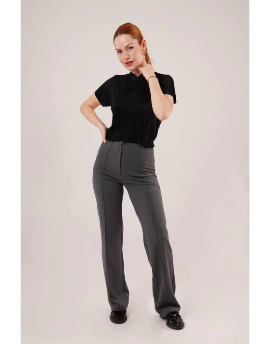 Fitilli Kısa Kollu Parlak iyah Bluz