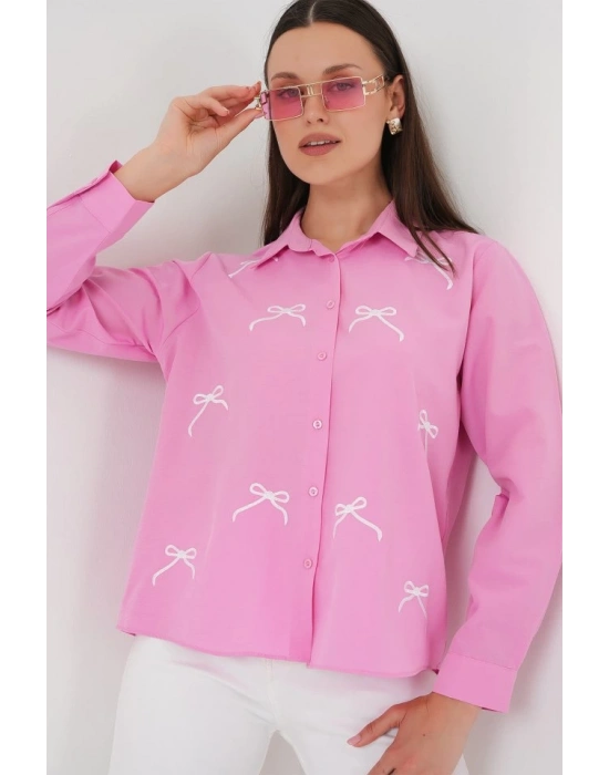 Fiyonk Detay Gömlek 20311  Pembe