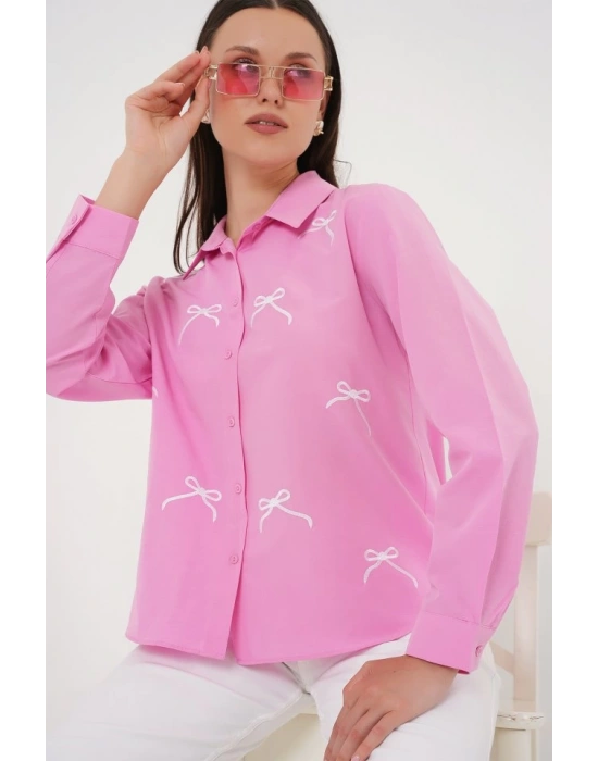 Fiyonk Detay Gömlek 20311  Pembe