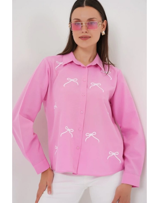 Fiyonk Detay Gömlek 20311  Pembe