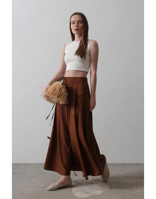 Fiyonk Kloş Etek  Kahve