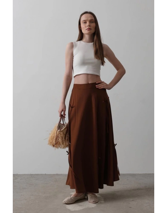 Fiyonk Kloş Etek  Kahve