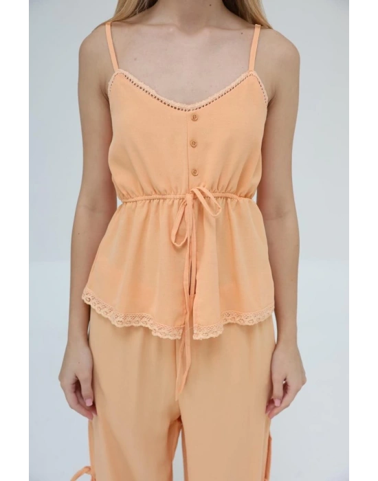 Fiyonklu Bluz Takım  Kavuniçi