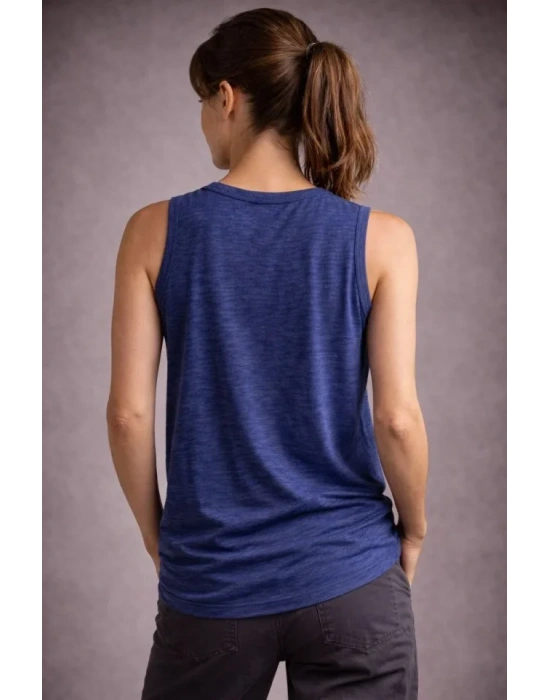 Flamlı Kumaş ıfır Kolsuz Atlet Basic por Üst, Günlük Ve Fitness Kullanımına Uygun  İndigo