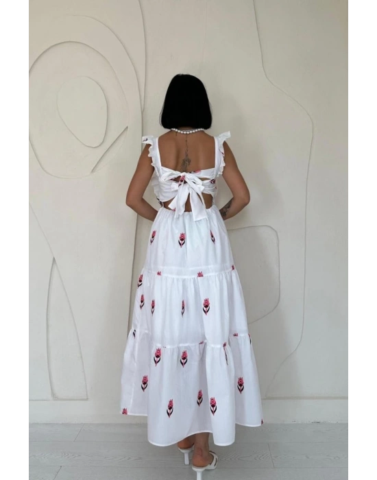 Fuşya ıfır Kol Fırfırlı Elbise