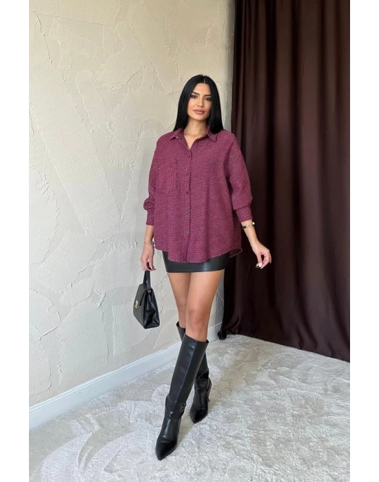 Fuşya Işıltılı Gömlek